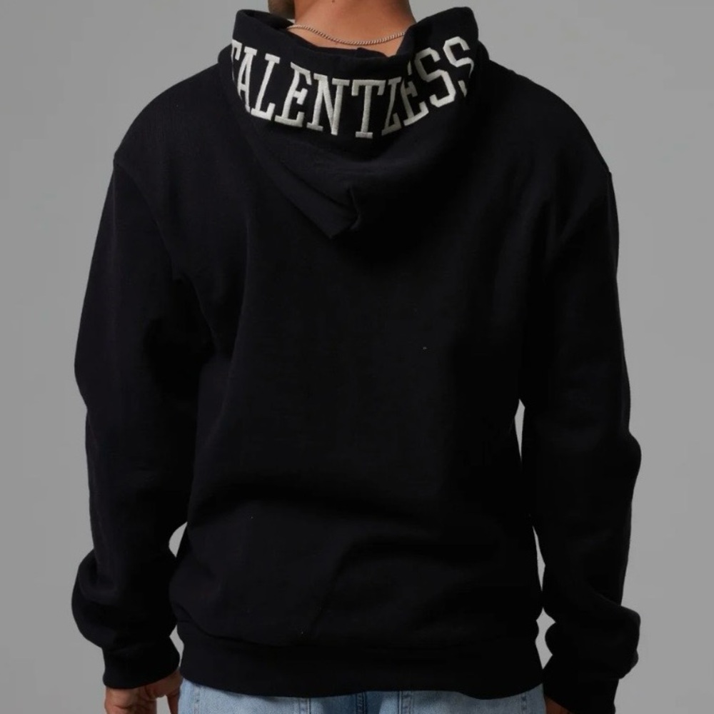 TALENTLESS Black HW Hoodie Embroidered Hood Logo Detail Size Large